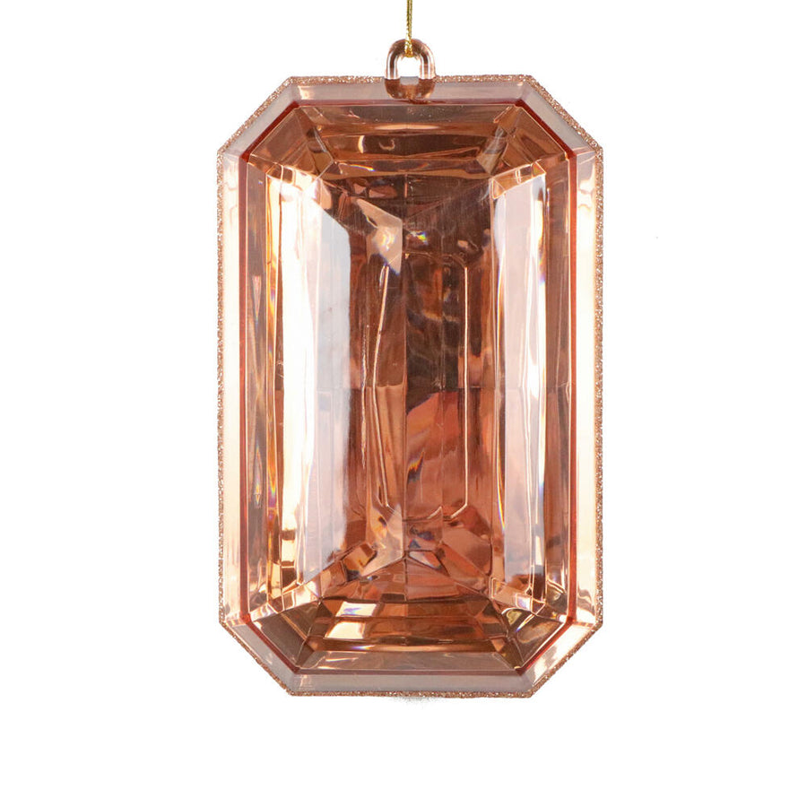 8" Rose Gold Rect Jewel Glitter Orn