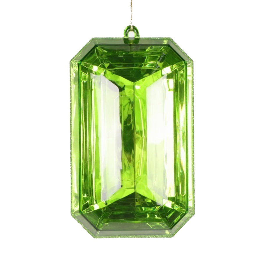 8" Lime Rectangle Jewel Glitter