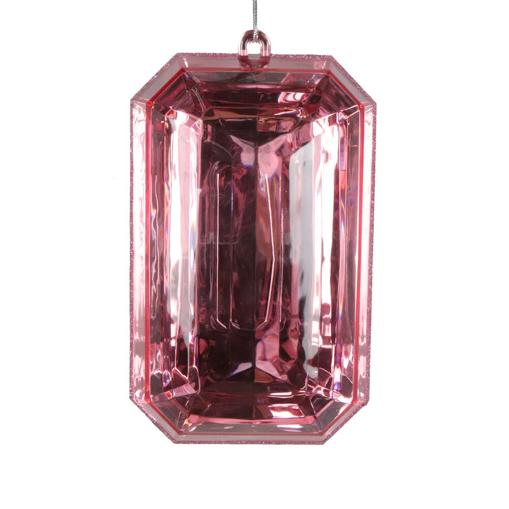 8" Baby Pink Rect Jewel Glitter Orn
