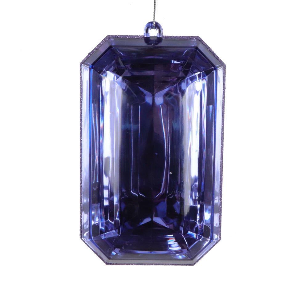 8" Lavender Rect Jewel Glitter Orn
