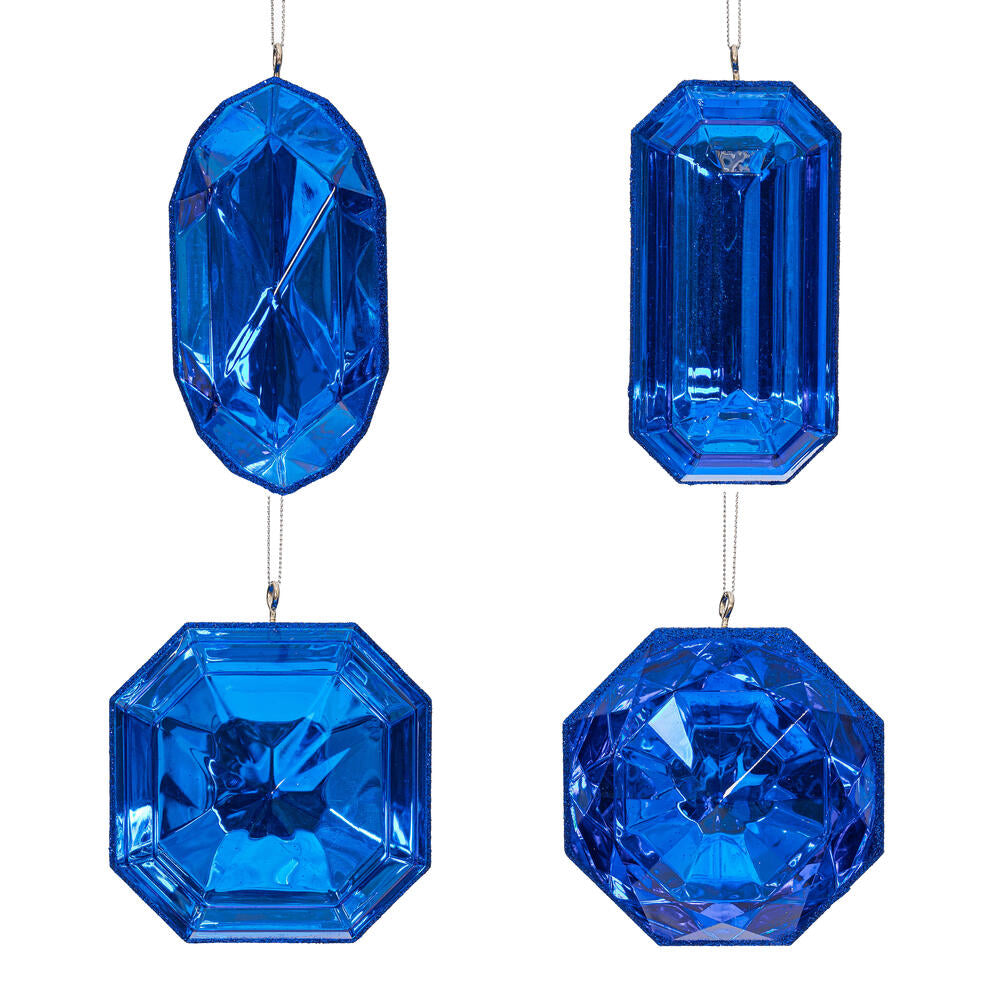 4-5" Blue Jewel Glitter Orn Assort