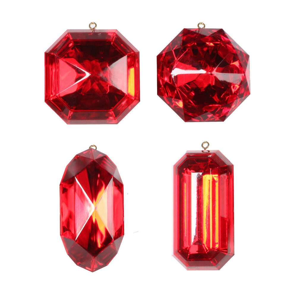 4-5" Red Jewel Glitter Orn Assort