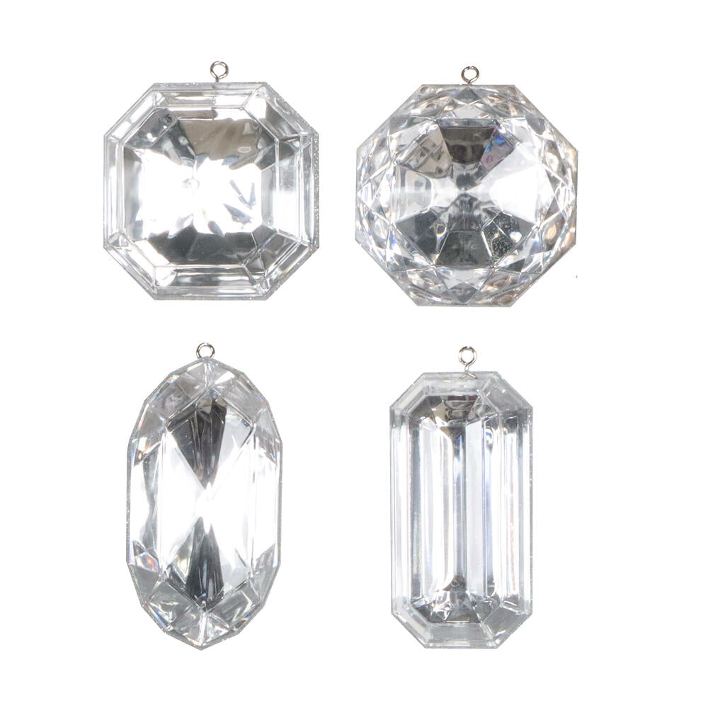 4-5" Silver Jewel Glitter Orn Asst