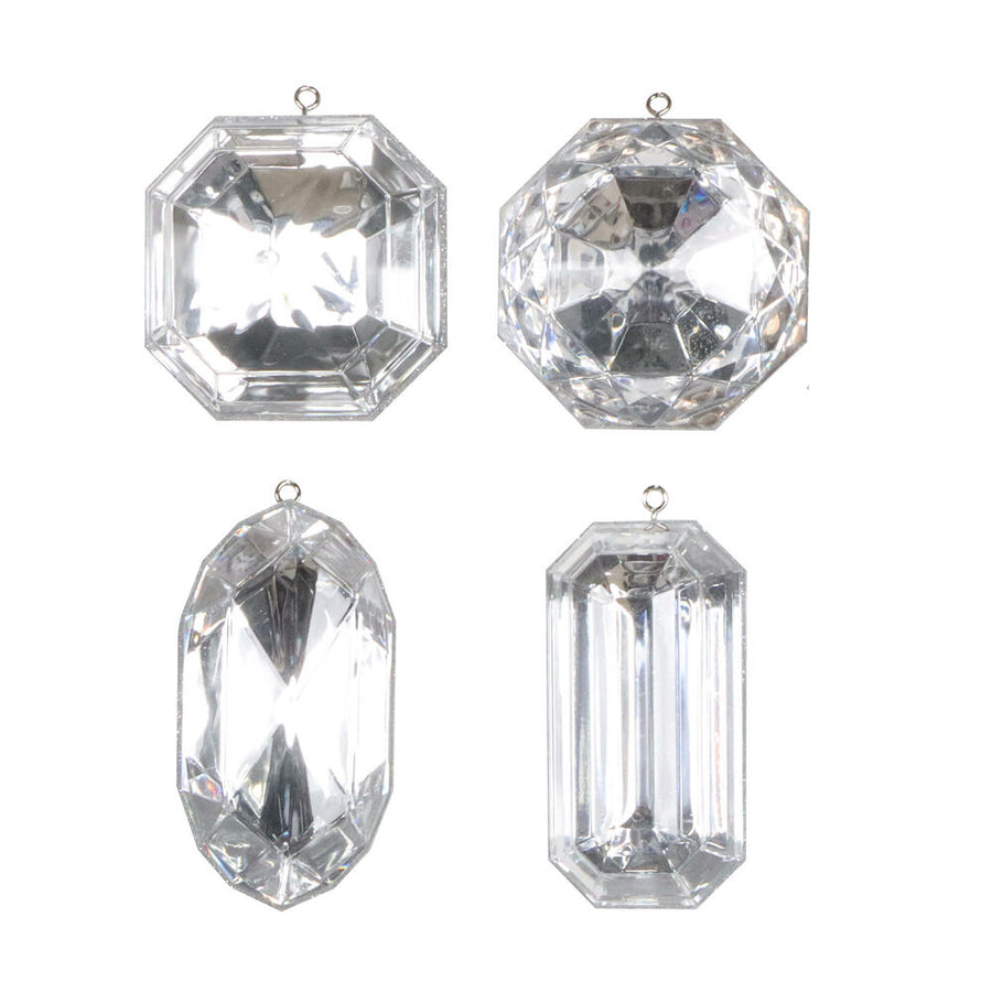 4-5" Silver Jewel Glitter Orn Asst
