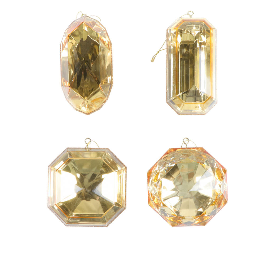 4-5" Gold Jewel Glitter Orn Assort