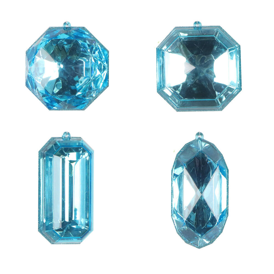 4-5" Turquoise Jewel Glitter Assort