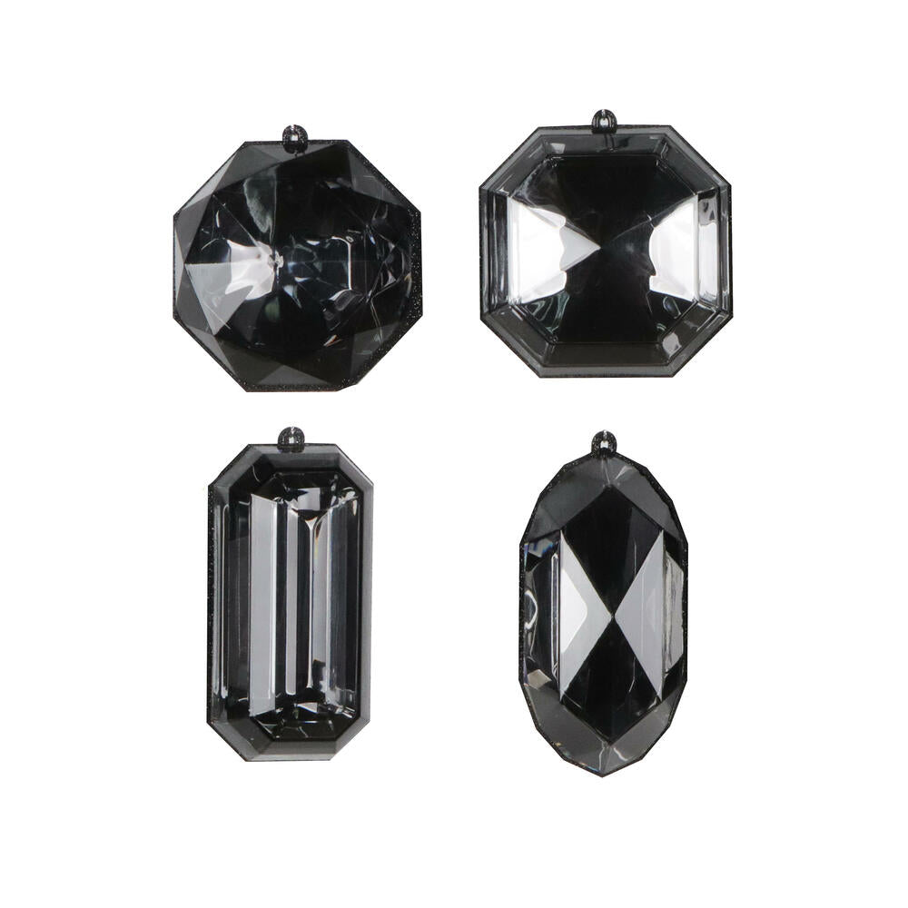 4-5" Black Jewel Glitter Orn Assort