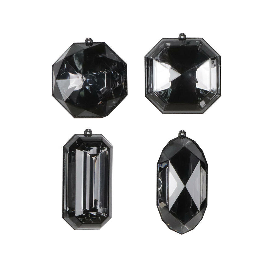 4-5" Black Jewel Glitter Orn Assort