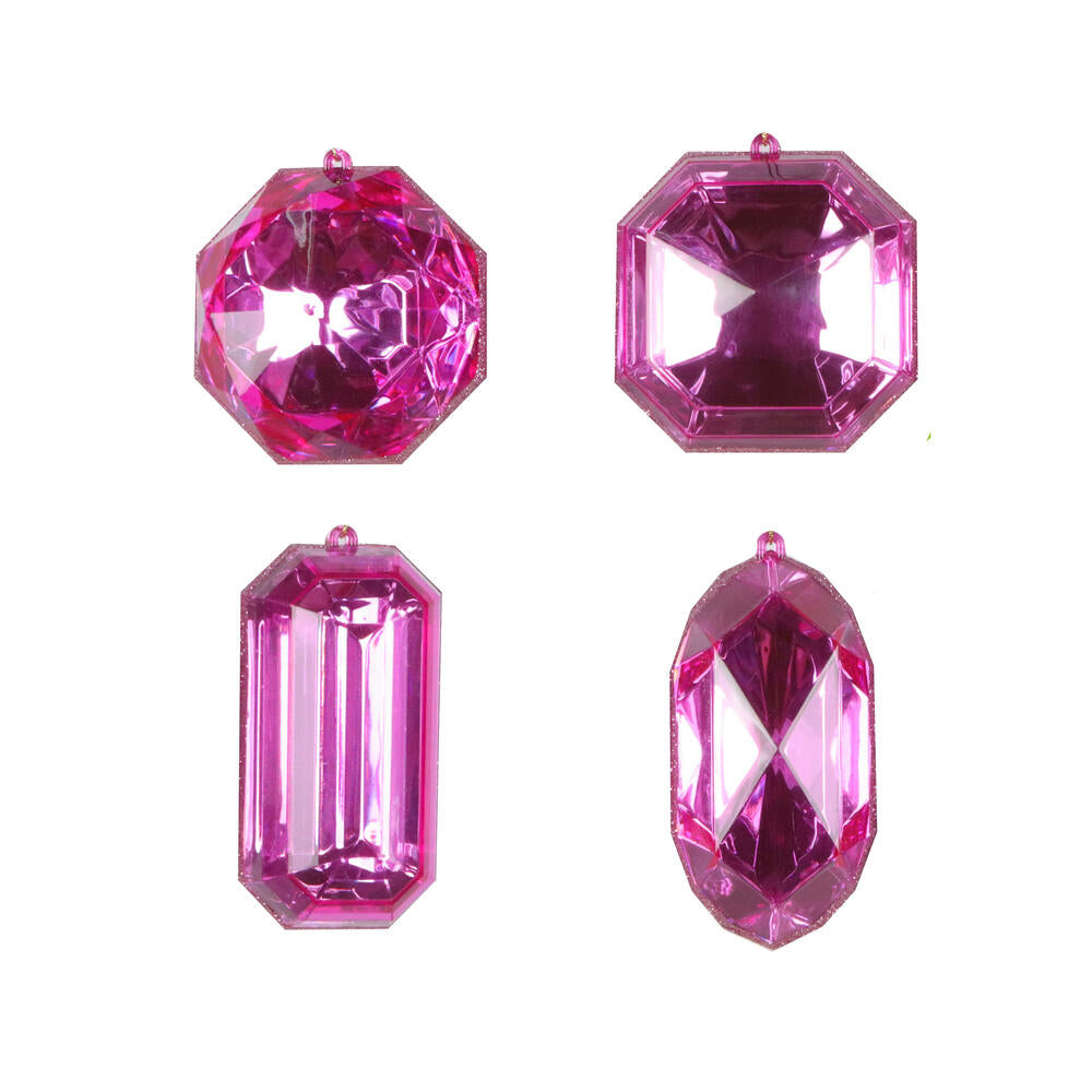 4-5" Mauve Jewel Glitter Orn Assort