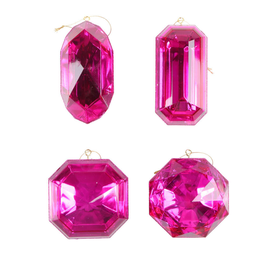 4-5" Pink Jewel Glitter Orn Assort