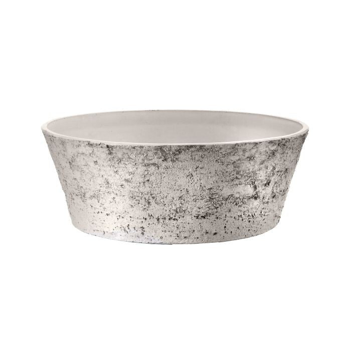Fiber Resin Aged Round Low Planter 20"Dx7"H