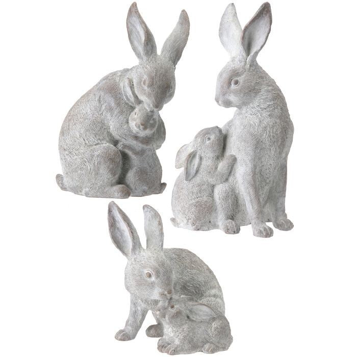 Resin Mother & Child Bunny 11" 3As