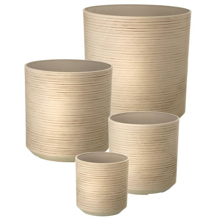 Fibr Resin Carved Cylinder Planter St4 9-17"T