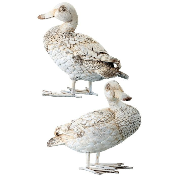 Resin & Mtl  Weathered Ducks 8.5" 2As