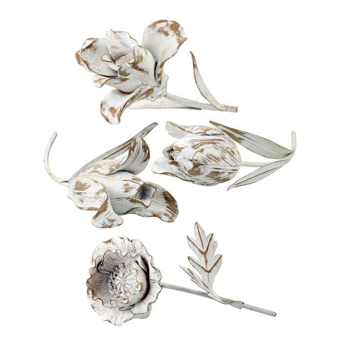 Resin & Metal Flower W Leaf 6.75" 4As