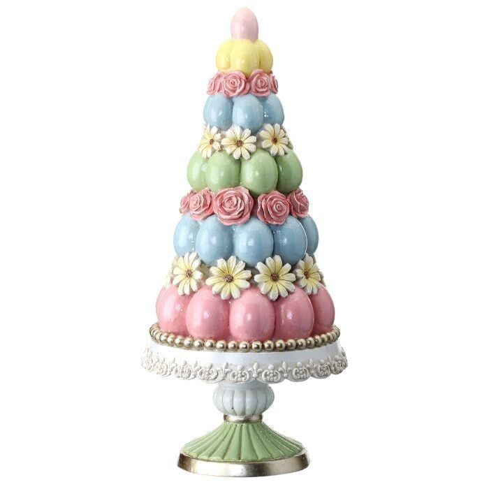 Resin Easter Egg Tree On Pedestal 14.25"