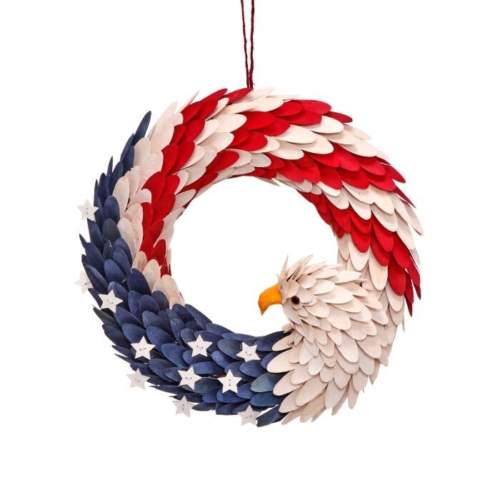 Woodchip Eagle Head Wreath 16"