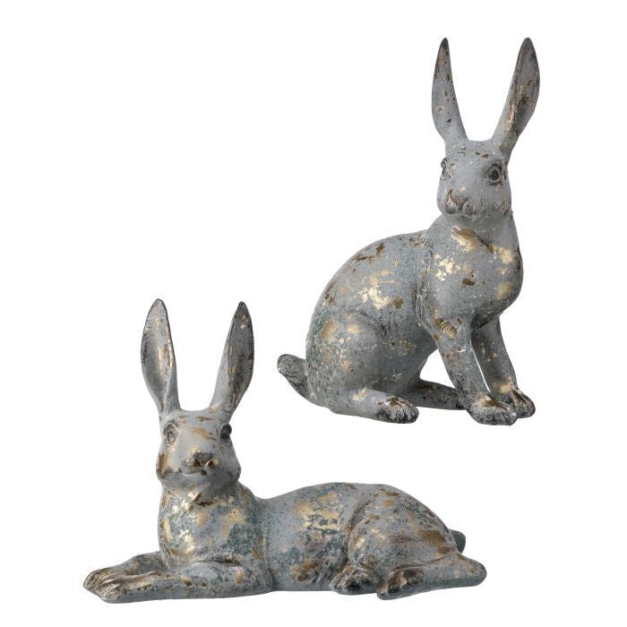 Resin Sit/Lay Rabbit 11.5" 2As