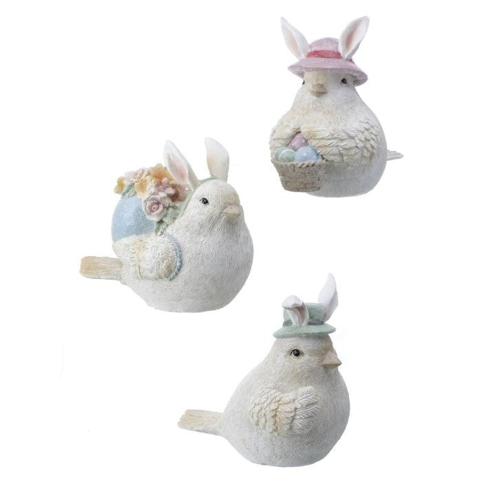 Resin Glit. Bunny Ear Chicks 4" 3As
