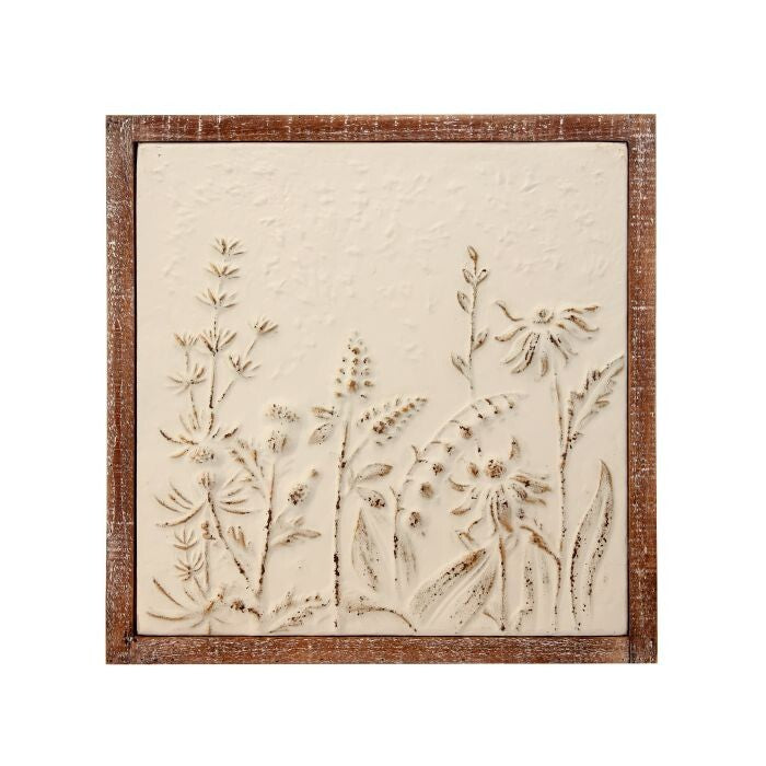 Framed Metal Wild Flower Plaque 19.75X19.75"