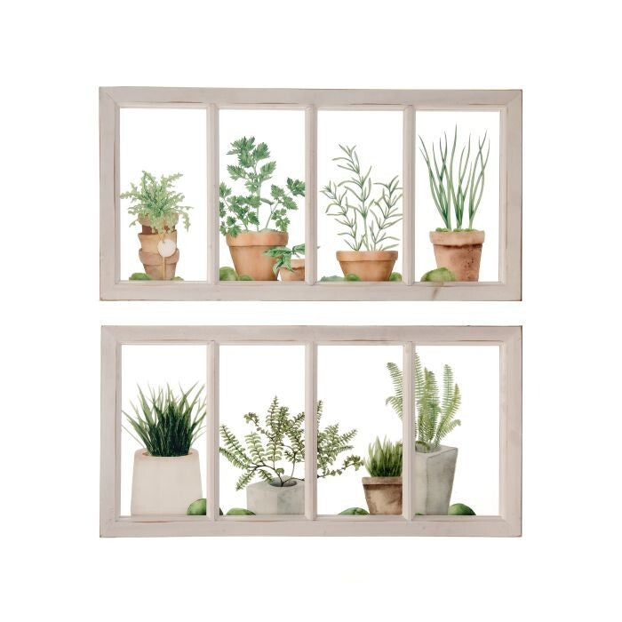 Acrylic Plants In Window Frame 12.5X25.5" 2As