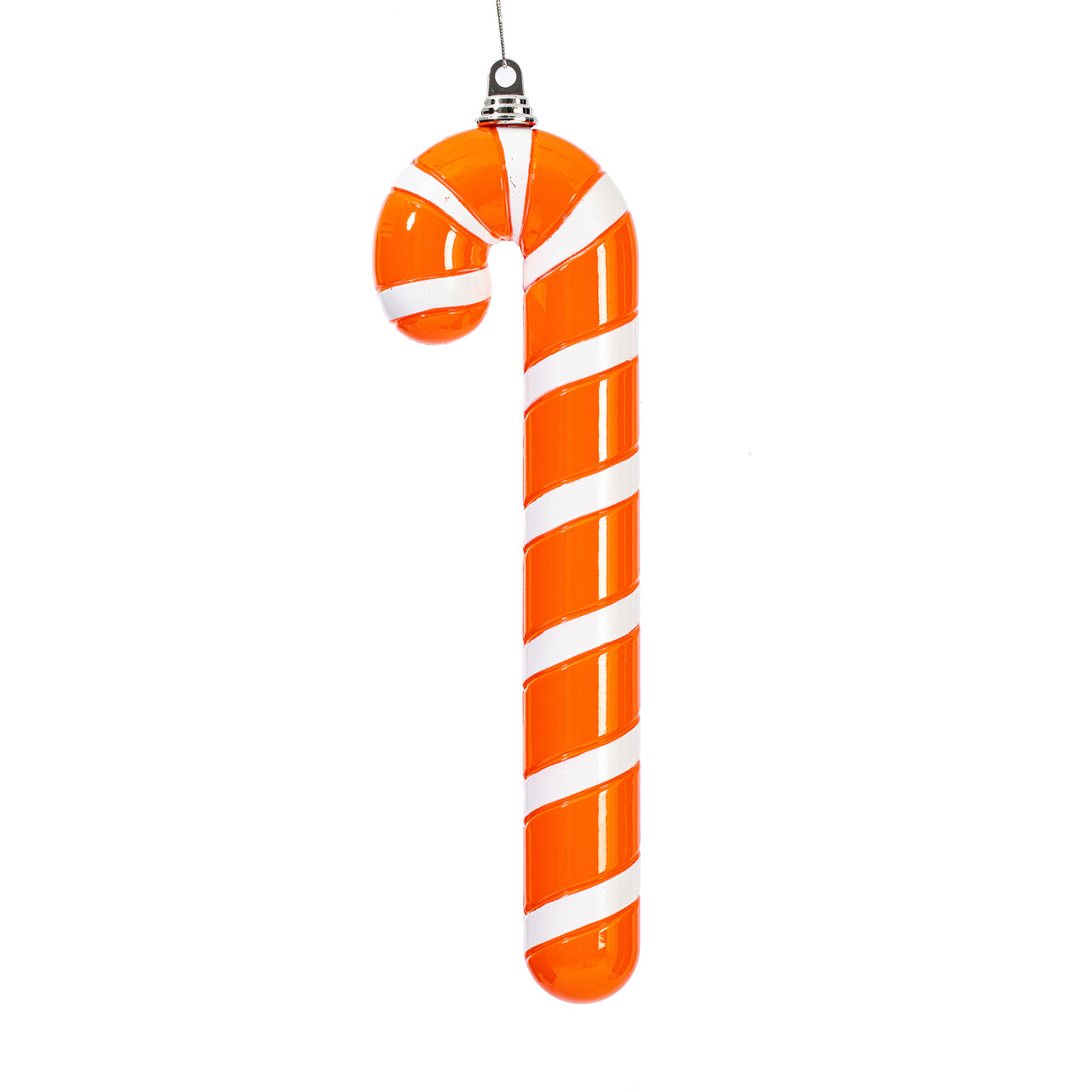 18" Orange Enamel Candy Cane