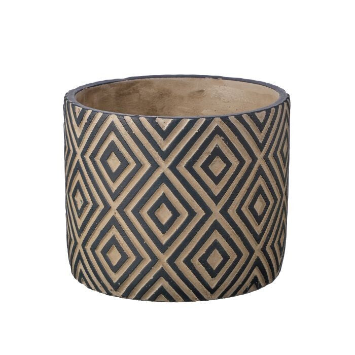 Cement Diamond Groove Pot 6X5"T