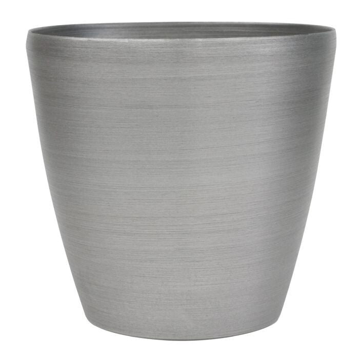 Fbr Rsn Brush Metal Planter 13.75"Dx13.25"T