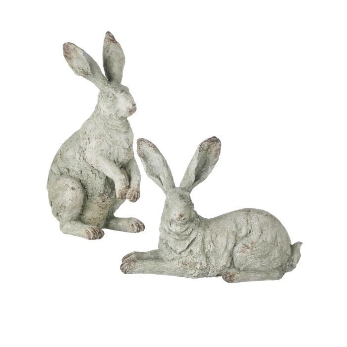 Resin Weathered Garden Rabbit 8.5" 2As