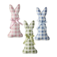 Resin Checked Easter Bunny W Bow 12