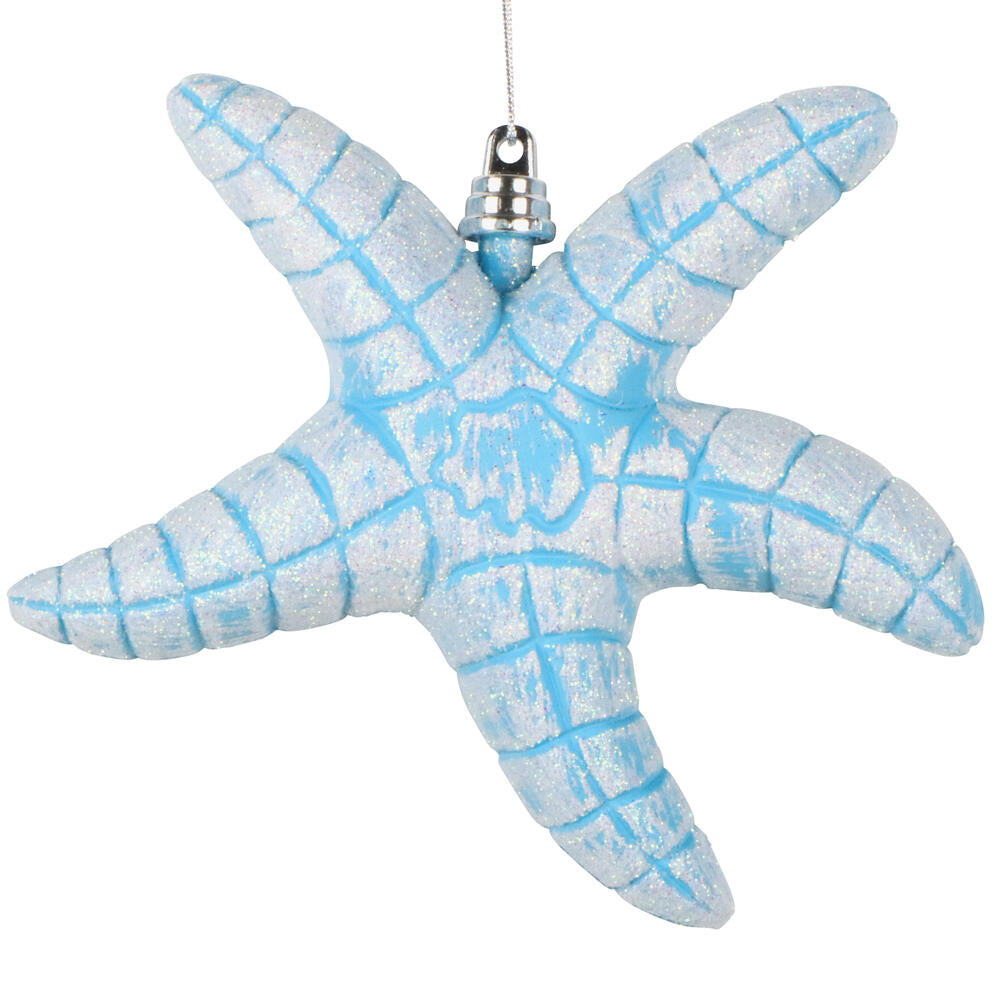 6.5" Turquoise Starfish Glitter
