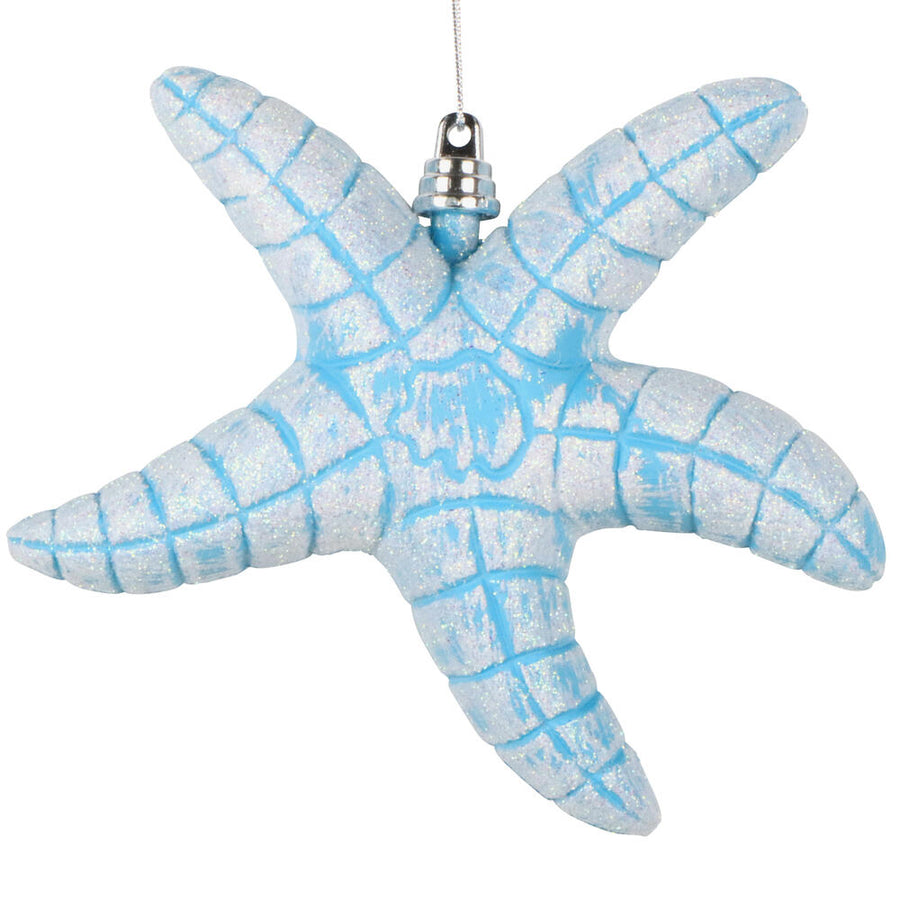 6.5" Turquoise Starfish Glitter
