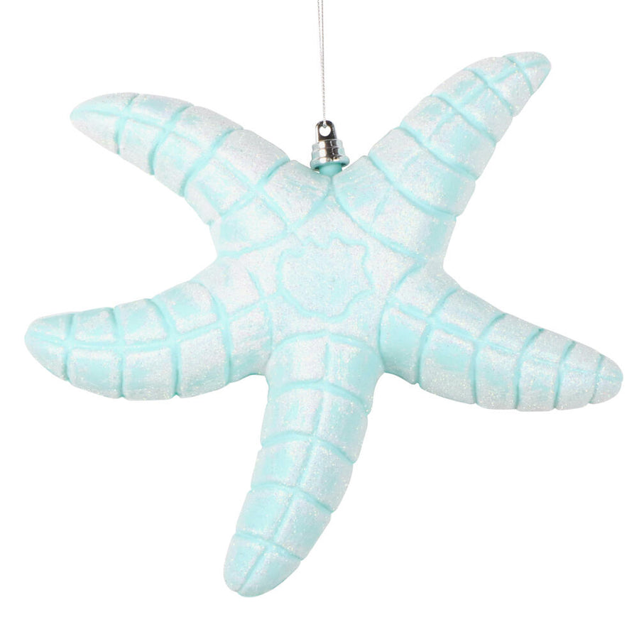 10" Seafoam Green Starfish Glitter Ornam