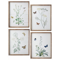 Wood Butterfly & Flower Print 12X14