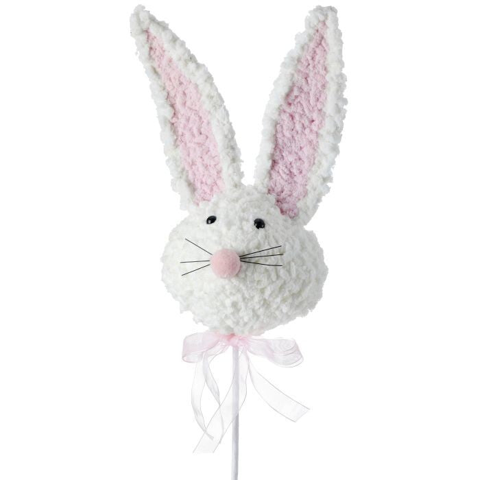 Furry Easter Bunny Head Pick 25"