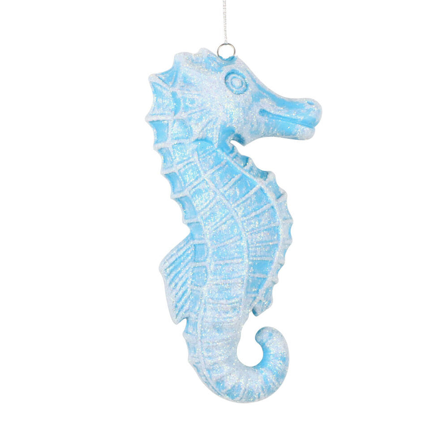 6.5" Turquoise Seahorse Glitter