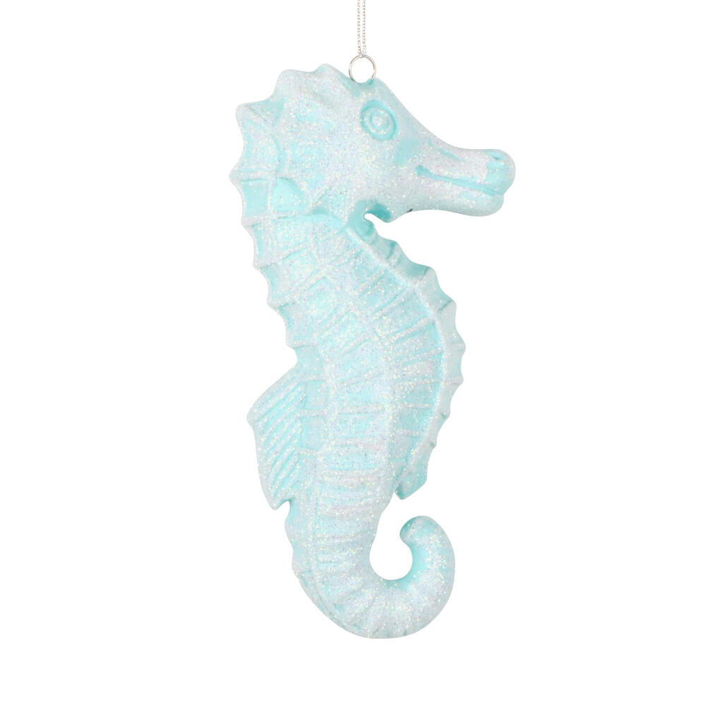 6.5" Seafoam Green Seahorse Glitter