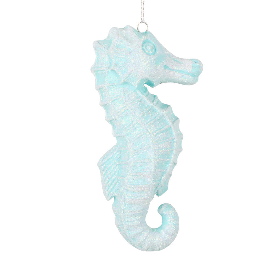 6.5" Seafoam Green Seahorse Glitter