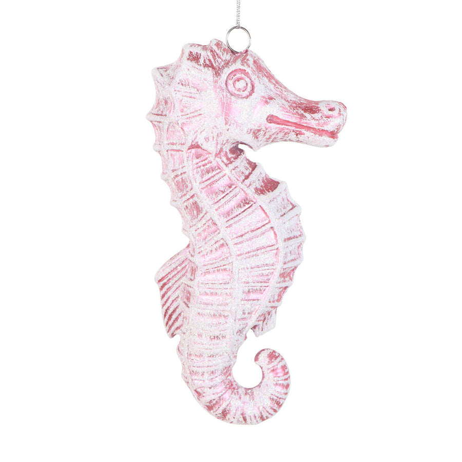 6.5" Pink Seahorse Glitter Ornament