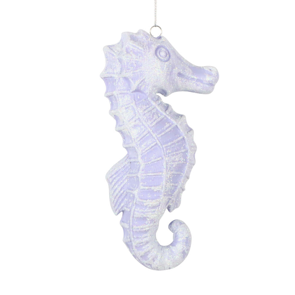 6.5" Purple Seahorse Glitter Ornam