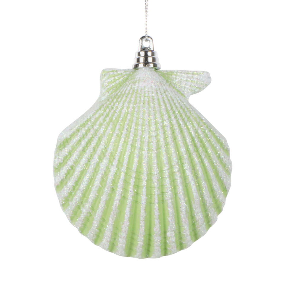 4" Celadon Seashell Glitter Ornam