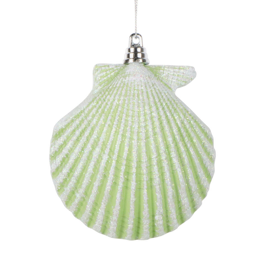 4" Celadon Seashell Glitter Ornam