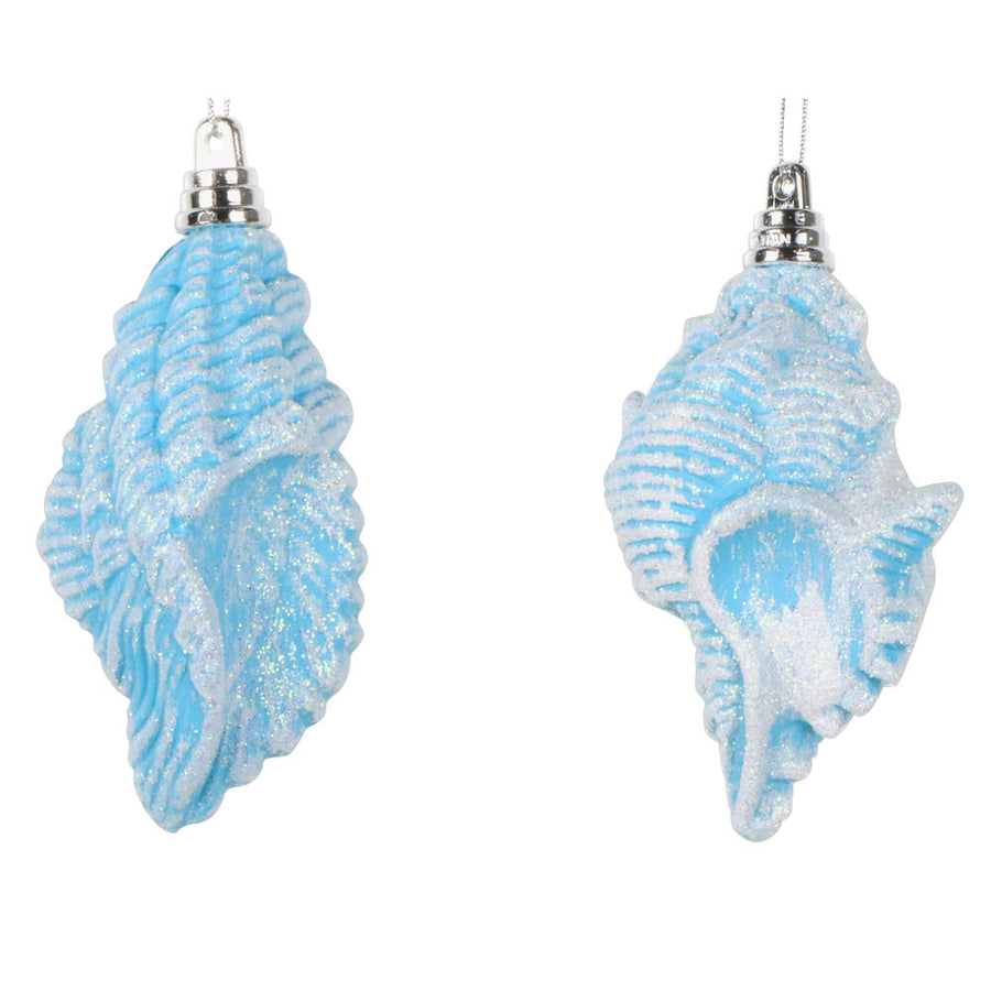 4" Turquoise Conch Shell Glitter