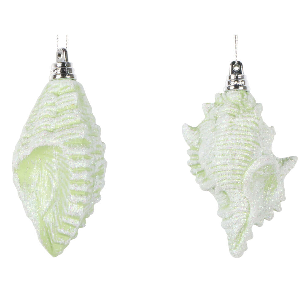 4" Celadon Conch Shell Glitter