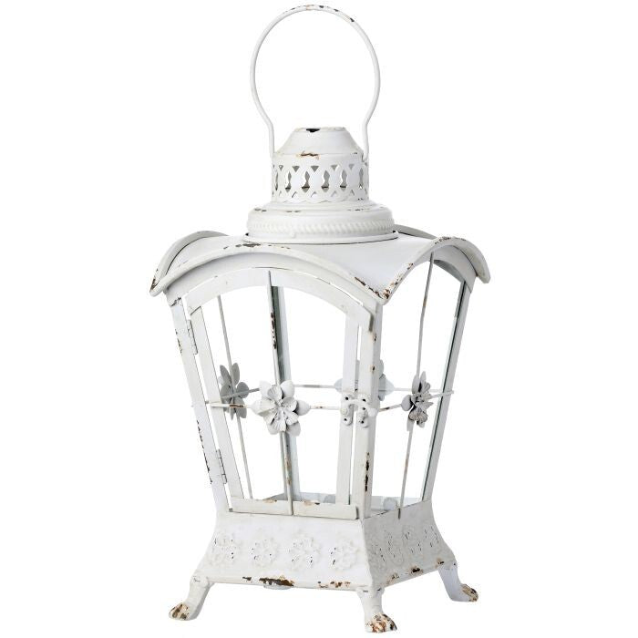 Mtl & Glass Footed Lantern 8X13.75"T