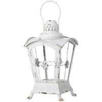 Mtl & Glass Footed Lantern 8X13.75