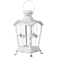 Mtl & Glass Footed Lantern 9X16.75