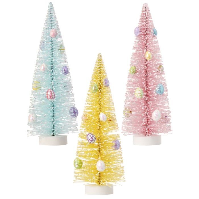 Flock Bristle Easter Tree W Eggs 10" 3As