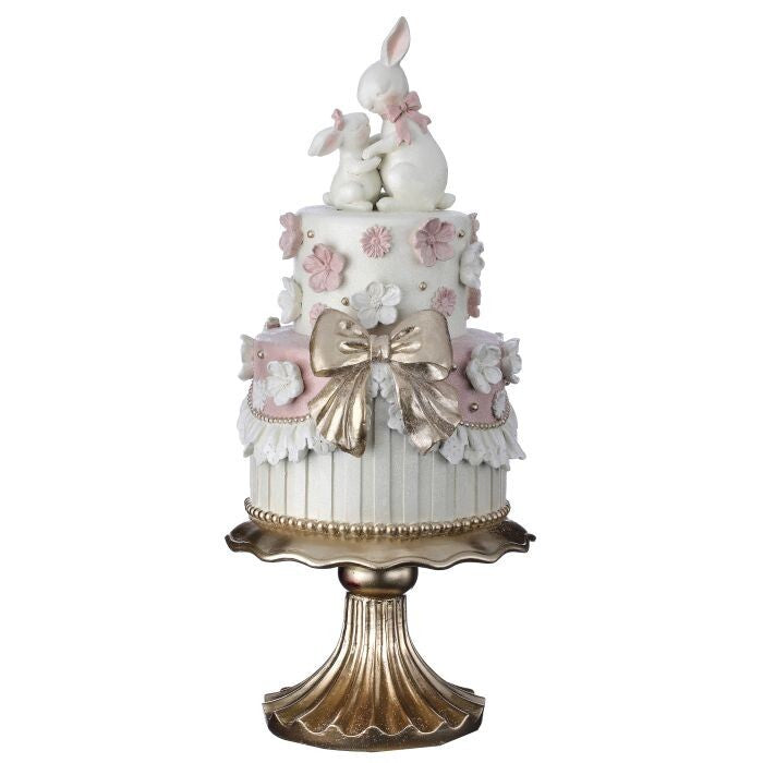 18" Resin Easter Double Layer Cake W/Bunny
