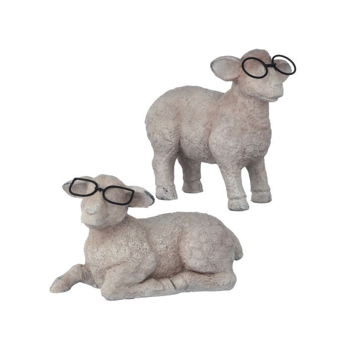 6" Resin Sheep W/Metal Glasses 2/Ast